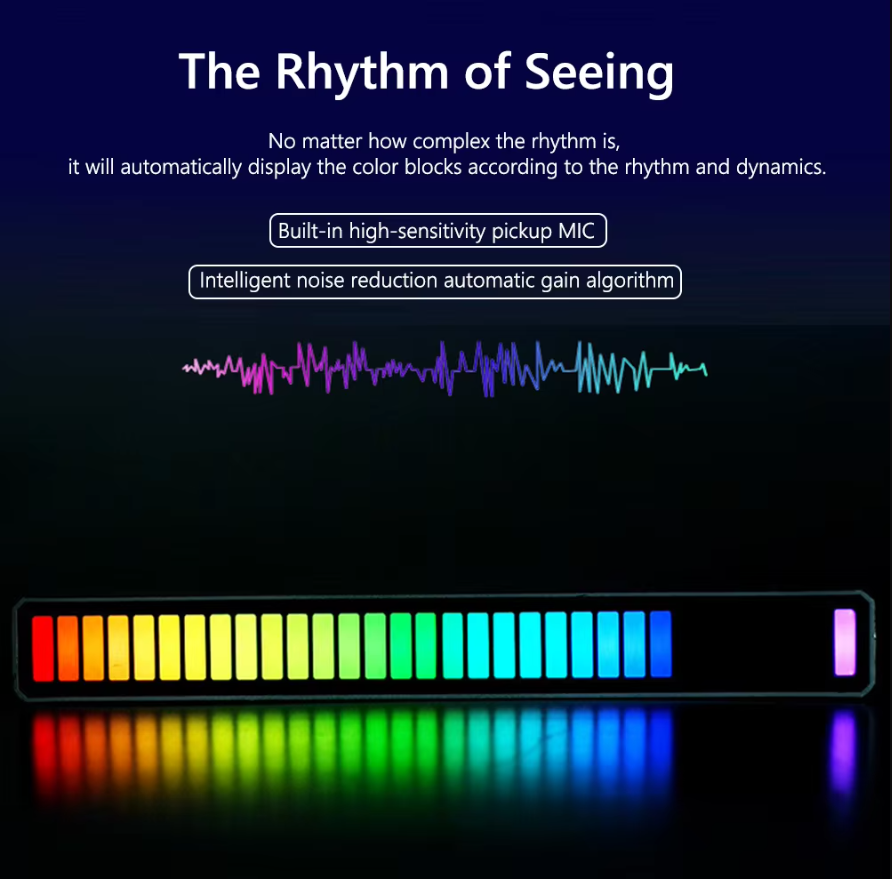 Music Levels Lights - Music Sync RGB LED Light Bar – Bluetooth Sound Reactive Ambient Lamp